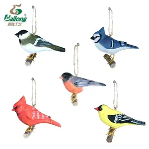 15 Jaar Fabriek Hot Selling Mooie Decoratieve Hout Gesneden En Geschilderd Vogel Ornament - Product Image 1
