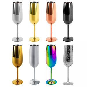Custom Color Logo 260ml Stainless Steel <strong>Champagne</strong> <strong>Flute</strong> Unbreakable Metal Stem Wine Glass For Party Wedding Restaurant - Product Image 2