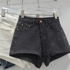 PEEQI 2026 Shorts in <span class=keywords><strong>Jeans</strong></span> a Vita Alta con Strass per Ragazze Alla Moda - Product Image 3