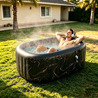 Spa gonflable rond en PVC portable, texture marbre, capacité 550L, idéal pour la cour, directement de l'usine