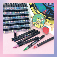 Bestationery – Lot de marqueurs acryliques permanents double pointe pour graffiti et coloriage – Acrilicos Marcadores Doble Punta