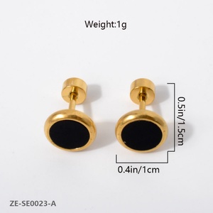 Aretes de Botón Modernos y Sencillos en Color Dorado, Acero Inoxidable de Primera Calidad, Venta al por Mayor - Product Image 6