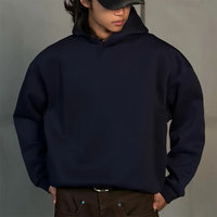 Sweat à capuche surdimensionné OEM pour garçons, pull sans cordon de serrage, poche latérale, tissu respirant, sweat à capuche lisse, 500 g/m², sweat à capuche lourd