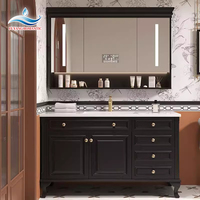 Meuble-lavabo mural intelligent avec éclairage LED, vasque en céramique, miroir LED, comptoir en bois gris, double vasque pour salle de bain