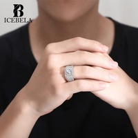 Bague en argent sterling 925 luxueuse et extravagante avec moissanite de 2 carats pour homme