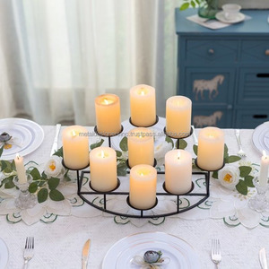 Black & Gold 9 bougeoirs candélabres Ins Style fer pilier support pour décor de cheminée et centre de table avec pot de bougie en or - Product Image 3