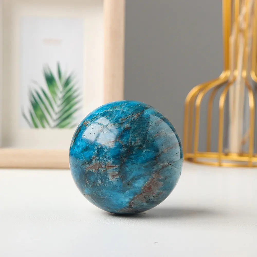 Wholesale High-quality Natural Rock Quartz Blue Apatite Sphere Crystal Ball