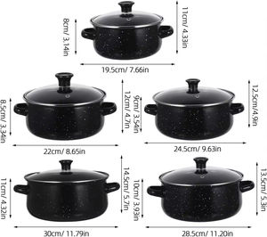 Olla de Sopa Ecológica sin Recubrimiento con Tapa de Esmalte Punteado, Olla de Cocina Engrosada Compatible con Estufas de Gas, Estilo Europeo Americano - Product Image 3