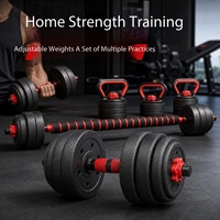 Ensemble d'haltères en ciment réglables, kettlebell convertible, barre d'haltères, équipement de fitness pour la maison