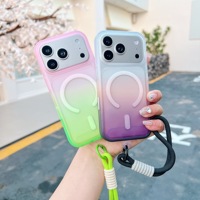 Coque de téléphone magnétique de luxe en acrylique dégradé avec dragonne pour iPhone 18 Pro/18 Pro Max