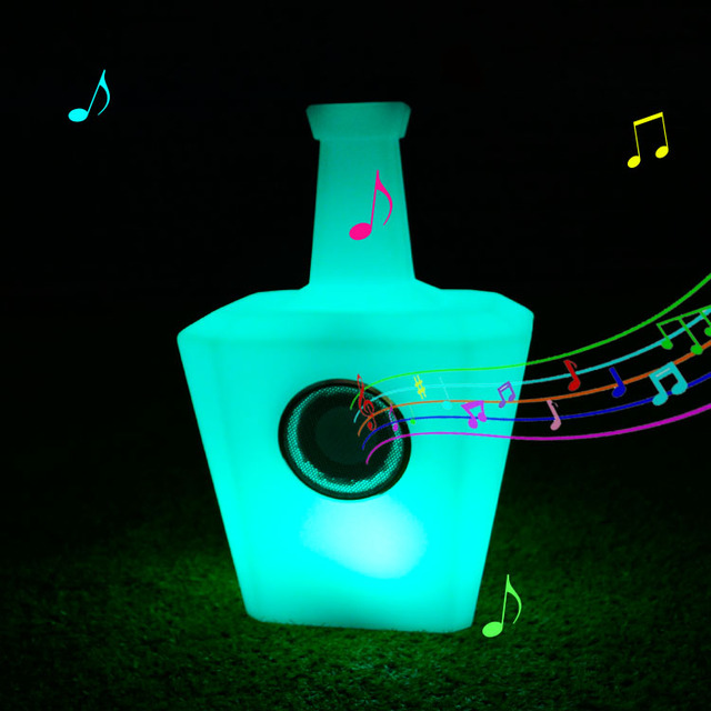 LED Bottle Shape Wireless Audio Light IP65 Waterproof Remote Control RGB Rechargeable Outdoor Decor Lamp for Pool Patio Party