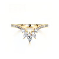 Bague fine empilable en forme de V avec grappe de pierres taille marquise, en argent sterling 925 plaqué or 18 carats, bijoux en moissanite VVS pour femme