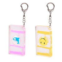 Porte-clés avec minuteur de mouvement liquide, joli bijou en acrylique, avec minuteur, huile et eau, vente en gros,