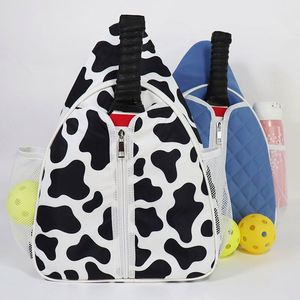 Sac à dos de pickleball BSCI, motif vache tendance, sac bandoulière en polyester, sacs de poitrine multifonctions pour raquettes de pickleball - Product Image 3