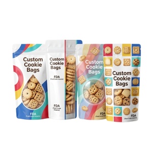 Cookie <b>Bags</b> Glossy <b>Plastic</b> Resealable Moisture Proof Custom Logo Bakery Snack 3oz 8oz Window Pouch Wholesale OEM Accepted - Product Image 1