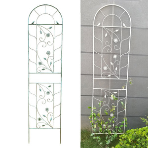 Clematis Climbing Trellis Wrought Iron 2 Layer White Distressed Outdoor Garden <b>Plant</b> <b>Support</b> Arched Design - Product Image 1