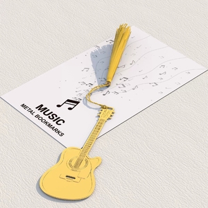 Marque-page musical créatif en métal en forme de saxophone, trompette, accordéon, violon, guitare, piano avec pompon – Vente en gros - Product Image 4