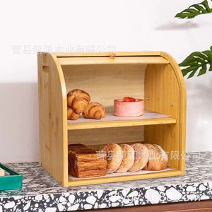 กล่องเก็บขนมปังไม้แบบพลิกฝา 37x25x36 ซม. ตู้ครัวความจุขนาดใหญ่ - Product Image 2