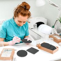 Ensemble de sous-verres ronds classiques en pierre naturelle personnalisés en gros avec support métallique, écologiques pour mariages et fêtes