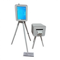 Kustomisasi Warna Kaki Lipat Dua Sisi iPad Kayu Photo Booth DSLR iPad untuk Pernikahan Layar Sentuh Selfie Booth Printer