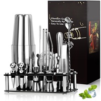 Ensemble de shaker à cocktails Boston moderne et écologique en acier inoxydable, 21 pièces, 750 ml/600 ml, compatible lave-vaisselle, en acrylique non lesté