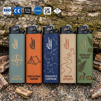 Ensemble de briquets à gaz de poche Soft Touch ISO 9994 avec roue à silex classique pour la vente au détail FMCG haut de gamme