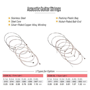 אליס A306 סדרת אקוסטית עממי גיטרה מיתרי סט SL XL נירוסטה חוט פלדת Core כסף מצופה הטובה ביותר למתחילים מוכר - Product Image 5