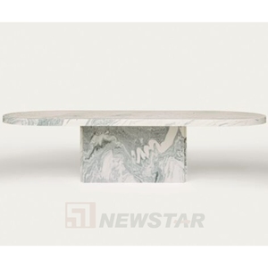 Nordic Design Advanced Colored Marble <b>Dining</b> <b>Table</b> with Oval Column Base for Room - Product Image 4
