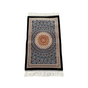 Tapis d'entrée en modal tissé à la machine avec pompons, motif Mandala <span class=keywords><strong>bleu</strong></span> <span class=keywords><strong>marine</strong></span>, pour salon, 50*80cm, commande en gros - Product Image 1