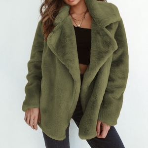 เสื้อโค้ทแฟชั่นผู้หญิงทรงเข้ารูป คอปกขนเฟอร์เทียม สำหรับฤดูใบไม้ร่วง/ฤดูหนาว ความยาวปานกลาง - Product Image 3