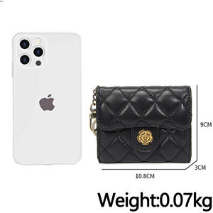 קלאסי פרח קמליליה קלאסי פרח פרח חתוך חתוך בעל כרטיס שטוח מעצב נשים בעל כרטיס עור אמיתי - Product Image 6