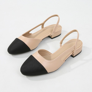Escarpins Rétro Éléants Noirs et Beiges Grande Taille 32-44 à Talon Moyen Semelle Plate Sandale Carrée Chaussures de Travail <span class=keywords><strong>Femme</strong></span> Talon <span class=keywords><strong>Sabot</strong></span> Semelle Extérieure en PU - Product Image 3
