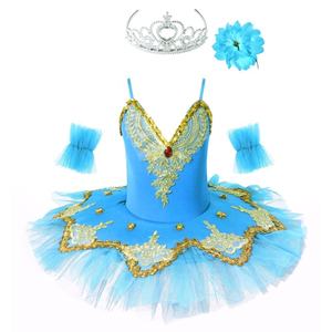 4-12 niños niñas <span class=keywords><strong>Ballet</strong></span> 4 Uds trajes leotardo tutú vestido Cisne traje de baile con mangas de brazo flor pinza de <span class=keywords><strong>pelo</strong></span> corona conjuntos de aro de <span class=keywords><strong>pelo</strong></span> - Product Image 2
