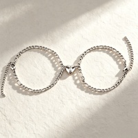 Bracelet magnétique minimaliste en acier inoxydable Lele Accessories, style cubain européen et américain, avec cœur