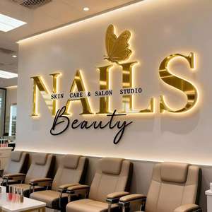 Conception de logo 3D personnalisé pour salon de beauté, enseigne LED, lettres rétroéclairées en métal, logo mural pour entreprise, enseigne lumineuse LED pour signalisation intérieure - Product Image 4