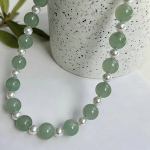 天然アベンチュリンパールチョーカービーズネックレス感情的な癒しグリーンジェムストーンジュエリーエレガントなデザインクリスマスギフト - Product Image 4