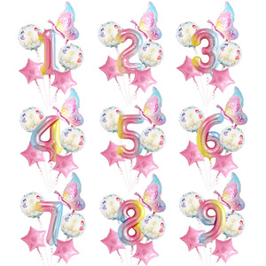 Palloncini in alluminio per festa di <span class=keywords><strong>compleanno</strong></span> ragazza digitale da 40 pollici con farfalla blu e rosa impostati per la configurazione delle Scene fotografiche. - Product Image 1