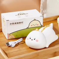 Petite veilleuse dinosaure tactile LED rechargeable par USB, en silicone souple, avec capteur tactile, pour bébé