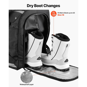 Sac à dos pour chaussures de ski 65L, Oxford 1680D, base en caoutchouc renforcé, sangles en mousse hautement élastiques, compartiment pour bottes, casque et lunettes - Product Image 5