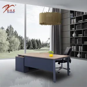 Mesa executiva luxuosa em forma de L para escritório com cadeira de escritório