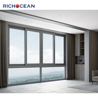 RICHOCEAN Maßgefertigte Schalldichte Doppelglasfenster Aluminium Schwarzes Schiebefenster mit Fliegengitter
