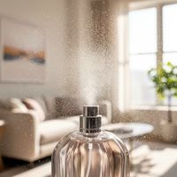 Vente en gros de flacons de parfum vides en verre transparent de 100 ml, rechargeables, avec un design cannelé, bouchon à bille rose, décoration de luxe