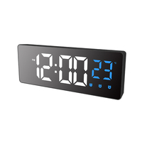 Jam Cermin LED Elektrik Gaya Kontemporer Berkualitas Tinggi Multi-Fungsi Digital Snooze Tampilan Waktu Alarm Meja Satu Sisi Baru