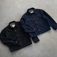 Ensemble de vêtements assortis en denim pour homme, veste boutonnée en denim japonais brut brodée personnalisée de 15 oz et jean baggy deux pièces