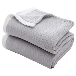Grosir selimut muslin katun 100% 150*200cm selimut lempar tempat tidur warna abu-abu muda murah lembut nyaman selimut bayi