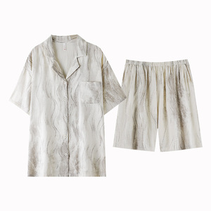 <span class=keywords><strong>Pigiama</strong></span> Estivo in Fibra di Bambù, Nuovo Stile per Coppie, Camicia da Notte con Scollo a V, Maniche Corte e Pantaloncini, Set Leggero e Morbido per <span class=keywords><strong>Uomo</strong></span> e Donna - Product Image 5