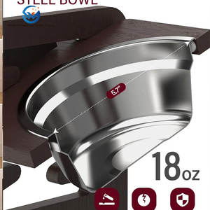 Mangkuk anjing portabel, dudukan makanan hewan peliharaan bambu kokoh dapat diatur dengan gaya Modern otomatis - Product Image 4