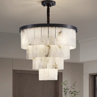 Lustre moderne de luxe en marbre espagnol Lampe design simple et créative pour le salon