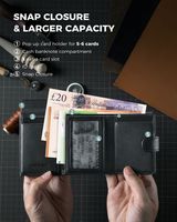 Portefeuille en cuir et aluminium pour homme, style premium, avec fermeture éclair personnalisée, porte-cartes magnétique pop-up, protection RFID, THUMBS-UP