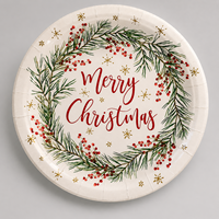 Assiettes en papier de Noël haut de gamme, jetables, design élégant, en matières premières, pour fêtes et événements, fournitures de table pour la maison